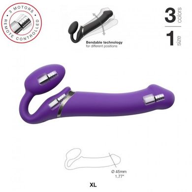 Безремневой страпон с вибрацией Strap-On-Me Vibrating Violet XL, диаметр 4,5см, пульт ДУ, регулируем SO3827 фото