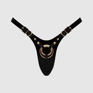 Трусики для страпона Strap-On-Me Leatherette Harness Fabulous - One Size - Black Glossy SX2852 фото