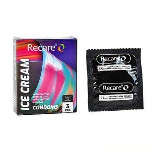 Презервативи Holographic Recare Ice Cream Big Dotted Condoms 3 шт, з пухирцями, аромат: морозиво SX3332 фото