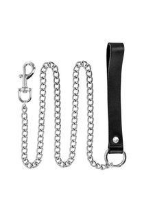 Повідець із натуральної шкіри Fetish Tentation Premium Metal leash with cowhide leather wrist 115 см SX1097 фото