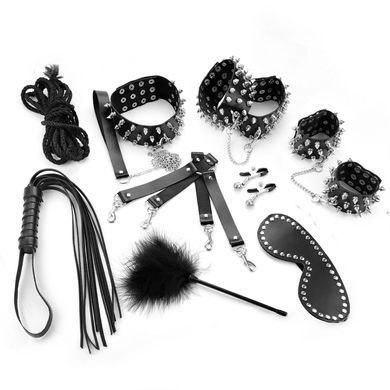 BDSM-набір Art of Sex &ndash; Spikes BDSM Set Leather, 10 предметів, чорний, натуральна шкіра SO7140 фото