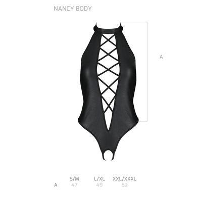 Боді з еко-шкіри з імітацією шнурівки та відкритим доступом Passion NANCY BODY L/XL, black SO5370 фото Боді з еко-шкіри з імітацією шнурівки та відкритим доступом Passion NANCY BODY L/XL, black SO5370 фото
