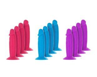 Набір фалоімітаторів ADDICTION Silly Willy 3.3&rdquo; Silicone Dildo, 3 кольори, 12 шт SX3154 фото