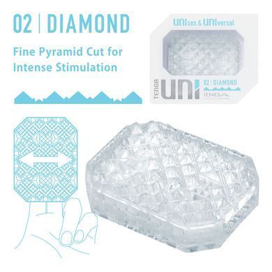 Унісекс-стимулятор Tenga UNI Diamond, білий, із зубчастим рельєфом, лубрикант у комплекті SO9806 фото