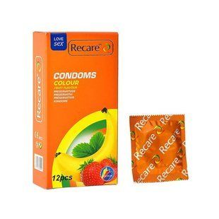 Презервативи Recare Color Fruit Flavour Condoms 12 шт, аромати: м'ята, банан, полуниця SX3323 фото