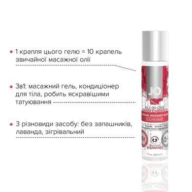 Розігрівальний масажний гель та змазка 2 в 1 JO All-in-one Massage Glide - WARMING (30 мл) SO1515 фото