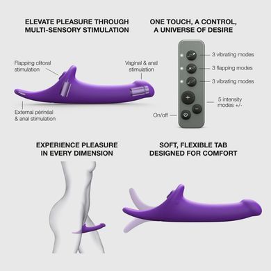 Вібронасадка для страпону з вакуумною стимуляцією Strap-On-Me Multi Orgasm Dildo L Purple SX4034 фото