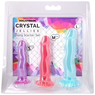 Набір фалоімітаторів Doc Johnson Crystal Jellies - Dong Starter Set - Purple, Pink, Green SX4425 фото