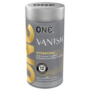 Презервативи ONE Vanish Hyperthin, 12 шт, ультратонкі, зі змазкою, подарункове паковання-тубус SX0792 фото