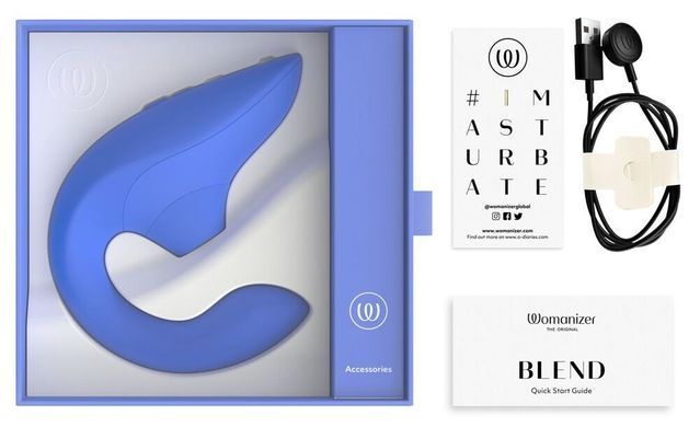 Вагінально-кліторальний стимулятор Womanizer Blend Vibrant Blue, вібрація + вакуум, 2 мотори SX2142 фото