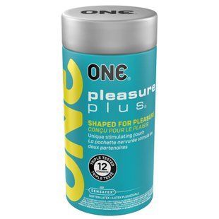 Презервативи ONE Pleasure Plus, 12 шт, з ребристою ділянкою на кінці, подарункове паковання-тубус SX0793 фото