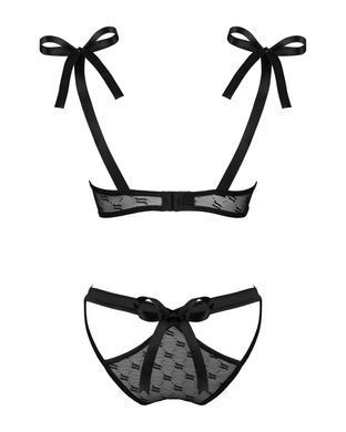 Напівпрозорий еротичний комплект Obsessive Obsessivia 2-pcs set black S/M, бюстгальтер та трусики SO7297 фото