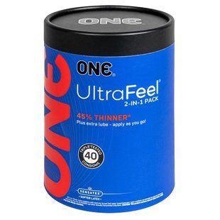 Презервативи ONE Ultra Feel, ультратонкі, з додатковою змазкою, 40 шт, подарункове паковання-тубус SX0797 фото