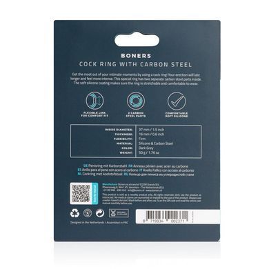 Ерекційне кільце Boners Cock Ring With Steel Core, сталеві вставки, внутрішній діаметр 3,7 см SO8874 фото