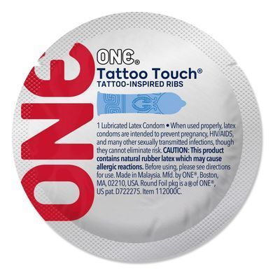 Набір презервативів ONE Tattoo Touch, 100 шт, з рельєфом у вигляді тату, 3 різновиди, паковання-тубус SX0734 фото