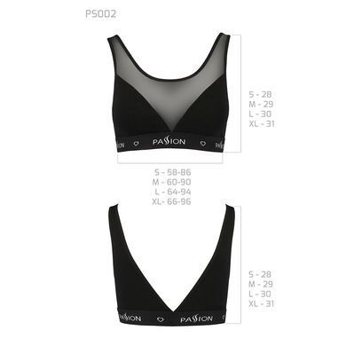 Топ з прозорою вставкою Passion PS002 TOP S, black SO4201 фото