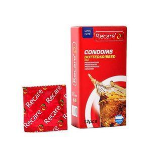 Презервативи Recare Cola Dotted&Ribbed Condoms 12 шт, з пухирцями та ребрами, аромат: Кола SX3324 фото
