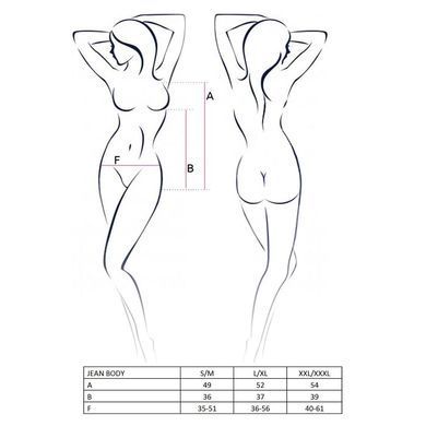 Боді монокіні під латекс Passion JEAN BODY XXL/XXXL, black EL11903 фото
