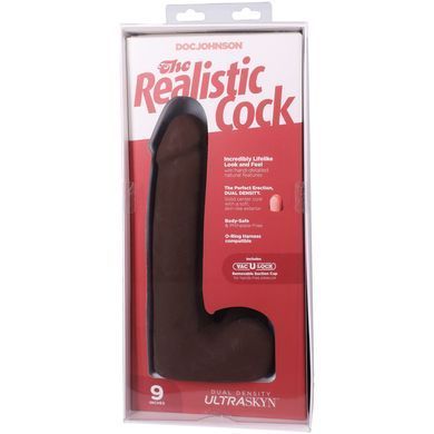 Фалоімітатор Doc Johnson The Realistic Cock ULTRASKYN - 9 Inch with Balls Chocolate SX4453 фото