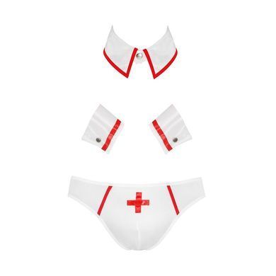 Комплект еротичної чоловічої білизни Passion 037 GREGORY XXL/XXXL White, труси, комірець, манжети SO7584 фото