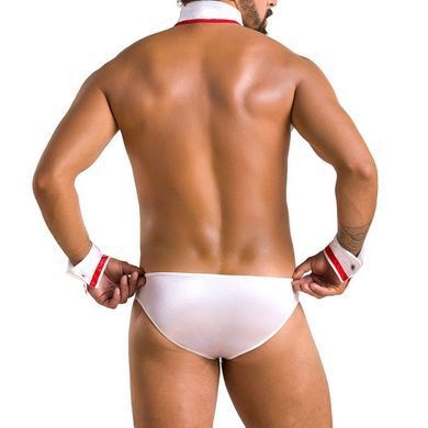 Комплект еротичної чоловічої білизни Passion 037 GREGORY XXL/XXXL White, труси, комірець, манжети SO7584 фото