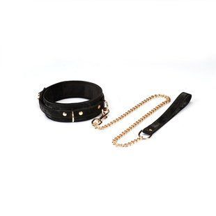 Нашийник з повідцем Liebe Seele Boudoir Amor Collar with Leash Black, три кільця SX1668 фото