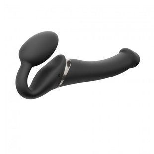 Безремінний страпон з вібрацією Strap-On-Me Vibrating Black M, діаметр 3,8см, пульт ДК, регульований SO3354 фото