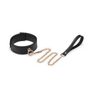 Нашийник з повідцем Liebe Seele Black Organosilicon Collar with Leash, екошкіра SO9484 фото