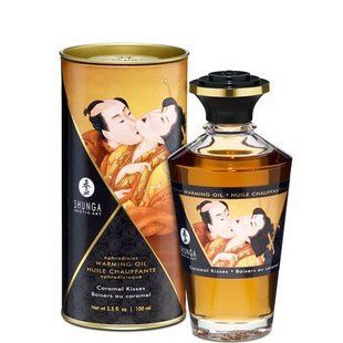 Розігрівальна олія Shunga Aphrodisiac Warming Oil &ndash; Caramel Kisses (100 мл) без цукру, смачна SO2501 фото