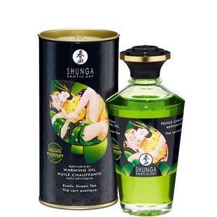 Органічна розігрівальна олія Shunga Aphrodisiac Warming Oil &ndash; Exotic green tea (100 мл) без цукру SO2503 фото