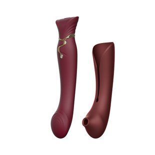 Смартвібратор 3в1 Zalo &mdash; Queen Set Wine Red, пульсівна перлина та вакуум, кристал Swarovski SO6662 фото