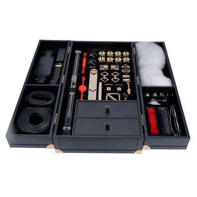 БДСМ-набір LOCKINK All-in-1 BDSM Play Kit, чорний, шкіра з тисненням, предмети для бондажу, шибарі, ваксплею SX0819 фото