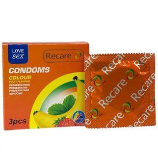 Презервативи Recare Color Fruit Flavour Condoms 3 шт, аромати: м'ята, банан, полуниця SX3318 фото