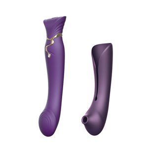 Смартвібратор 3в1 Zalo &mdash; Queen Set Twilight Purple, пульсівна перлина та вакуум, кристал Swarovski SO6664 фото