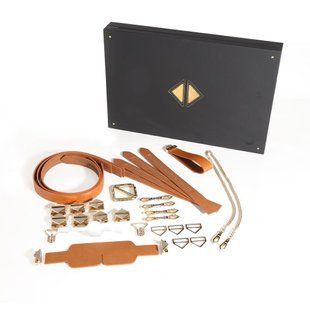 БДСМ-набір LOCKINK Bondage & Restraint Set, коричневий, натуральна шкіра, фіксатори, маска, кляп SX0822 фото