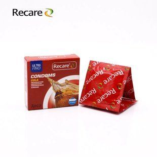 Презервативи Recare Cola Dotted&Ribbed Condoms 3 шт, з пухирцями та ребрами, аромат: Кола SX3319 фото