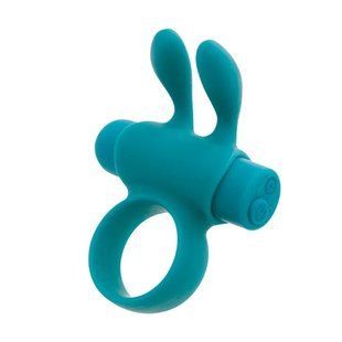 Ерекційне віброкільце S Pleasures Premium Rabbit Ring бірюзове, зі знімною віброкулею та вушками SX4582 фото
