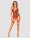 Корсет Obsessive Jollymore corset, XL/2XL, у клітинку, з мереживом, пажі для панчіх, стрінги в комплекті SX1151 фото 1