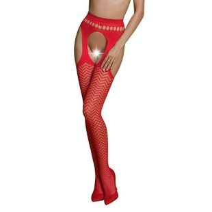 Еротичні колготки-бодістокінг Passion ECO S002 red, з доступом, геометричне плетіння SO7088 фото