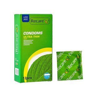 Презервативи Ultra Thin Mint Condoms Recare 12 шт, ультратонкі, аромат: м'ята SX3326 фото