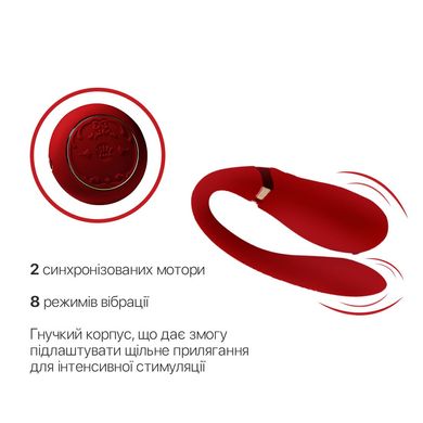 Смартвібратор для пар Zalo Fanfan set Bright Red, пульт ДК SO6673 фото