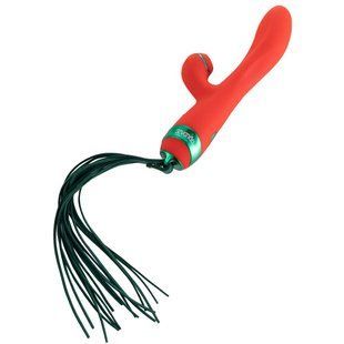Вібратор-кролик з пульсацією та флогером LOCKINK SEVANDA Whip Vibrating Massage Wand, червоно-зелений SX0903 фото