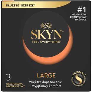 Безлатексні преміум-презервативи SKYN Large 3 шт, збільшений розмір SX2382 фото