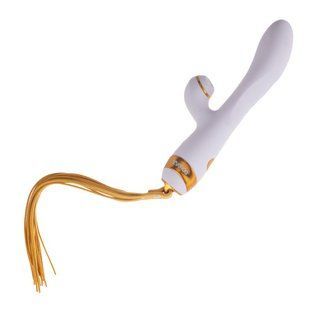 Вібратор-кролик з пульсацією та флогером LOCKINK SEVANDA Whip Vibrating Massage Wand, біло-золотий SX0904 фото